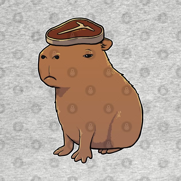 Capybara with to Steak on its head by capydays